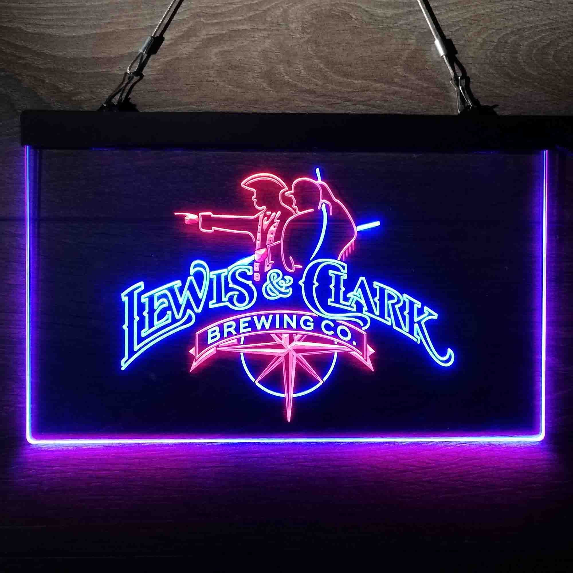 Lewis & Clark Brewing Co Logo Dual LED Neon Light Sign